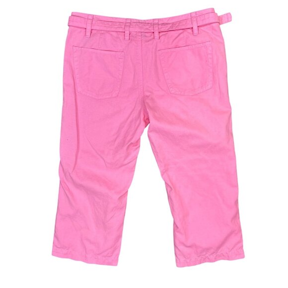 Express Linen Blend Utility Pocket Belted Capri in Hot Pink Size 4 - Picture 3 of 5